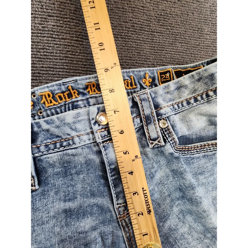 Rock Revival Luz Bootcut Jeans Women 29 Blue Acid Wash Embellished Y2K - Picture 12 of 13